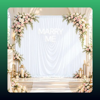 White Swag Backdrop Curtain Panel