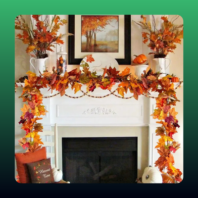 Maple Leaf Garland with Lights