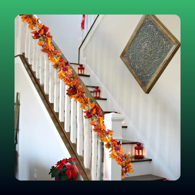 Maple Leaf Garland with Lights