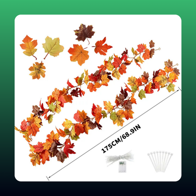 Maple Leaf Garland with Lights