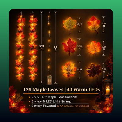 Maple Leaf Garland with Lights