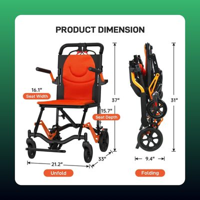 Lightweight Folding Transport Wheelchair