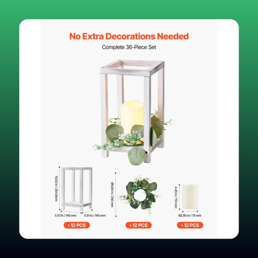 Wooden Lantern Centerpiece Kit (36 Piece)