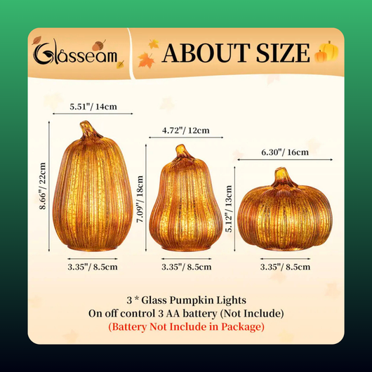 Glass Pumpkin Lights (3 Pack)